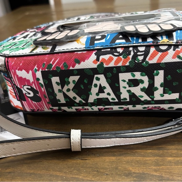 Karl Lagerfeld Paris White Scribble Graffiti Crossbody - Picture 6 of 7